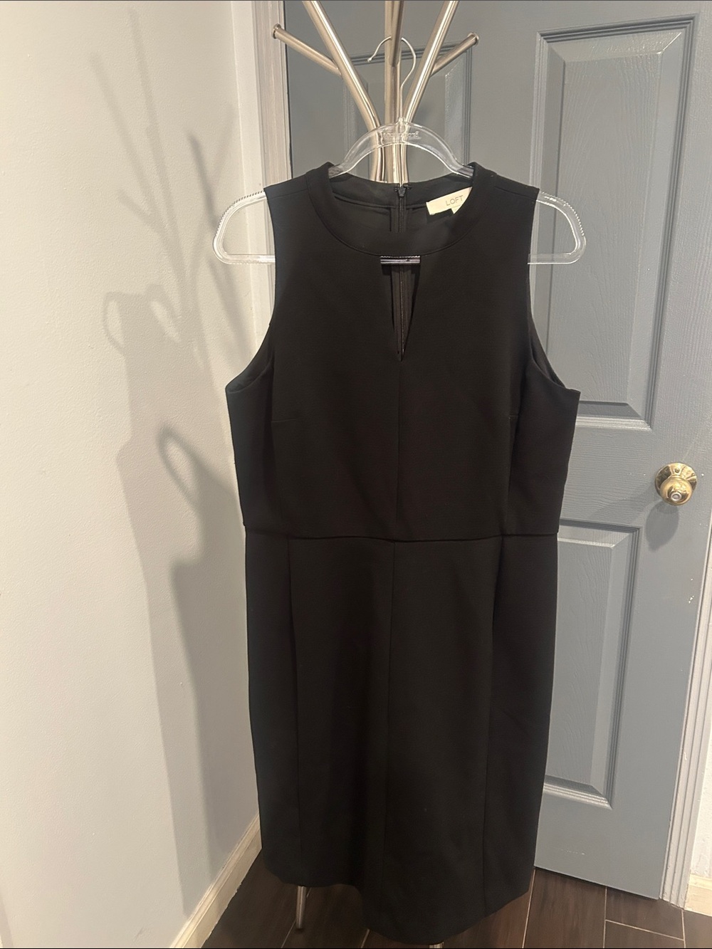 LOFT Black Sleeveless Midi Sheath Dress